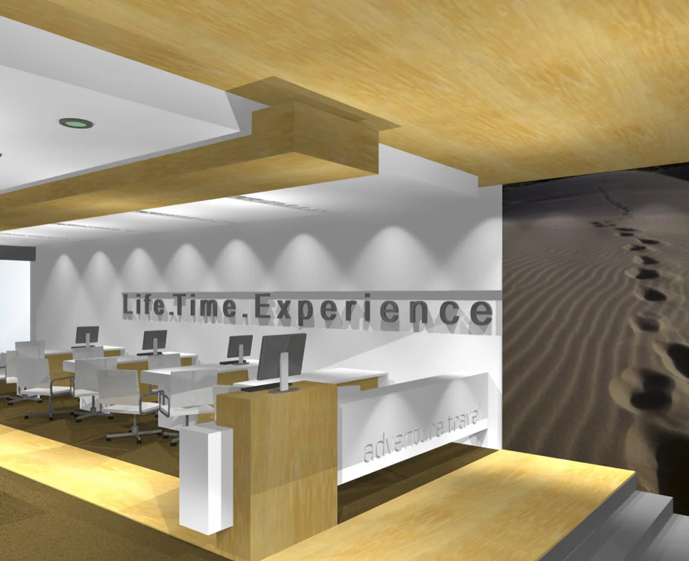Adventure travel office and retail counter