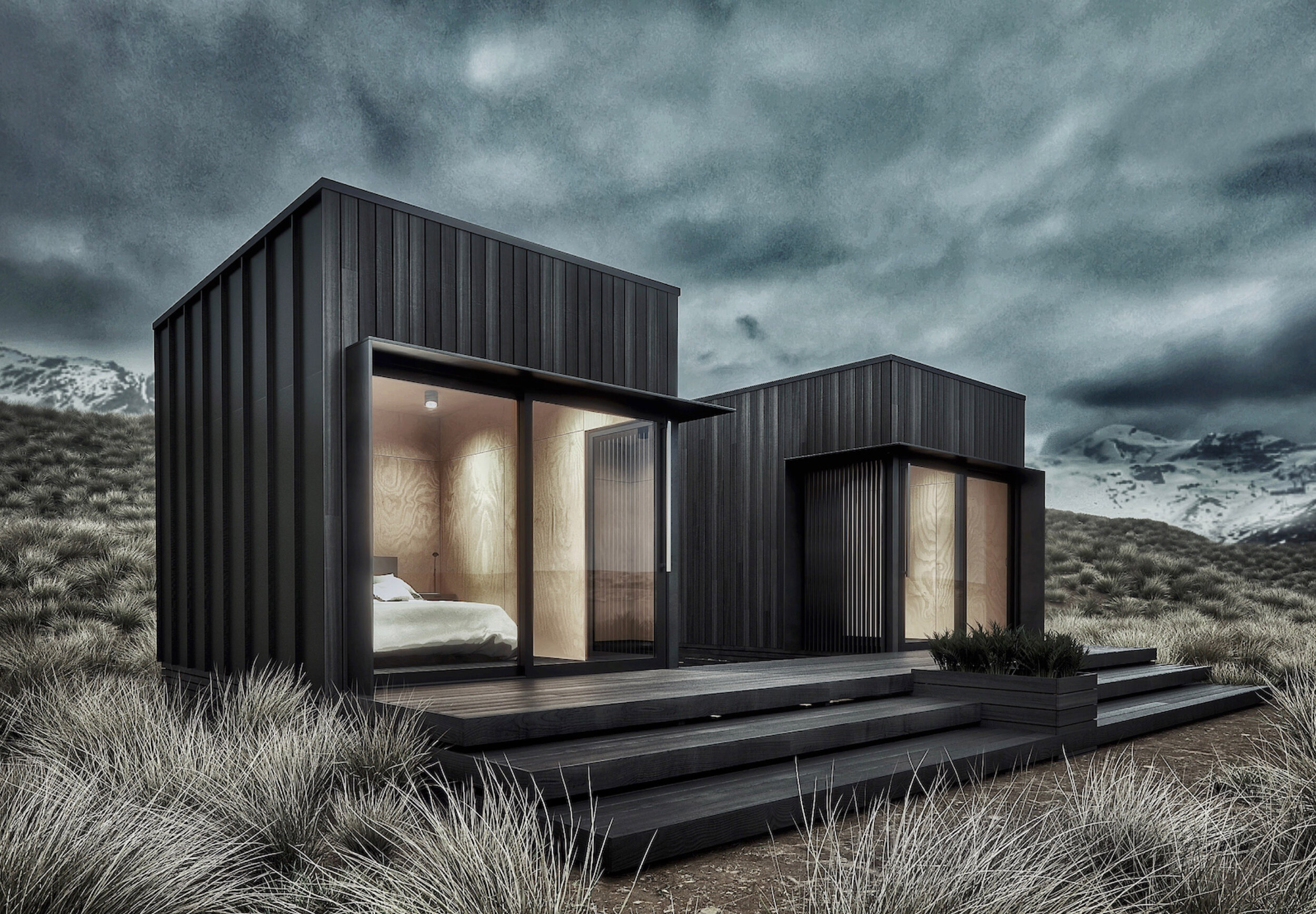 Architectural pod concept in landscape