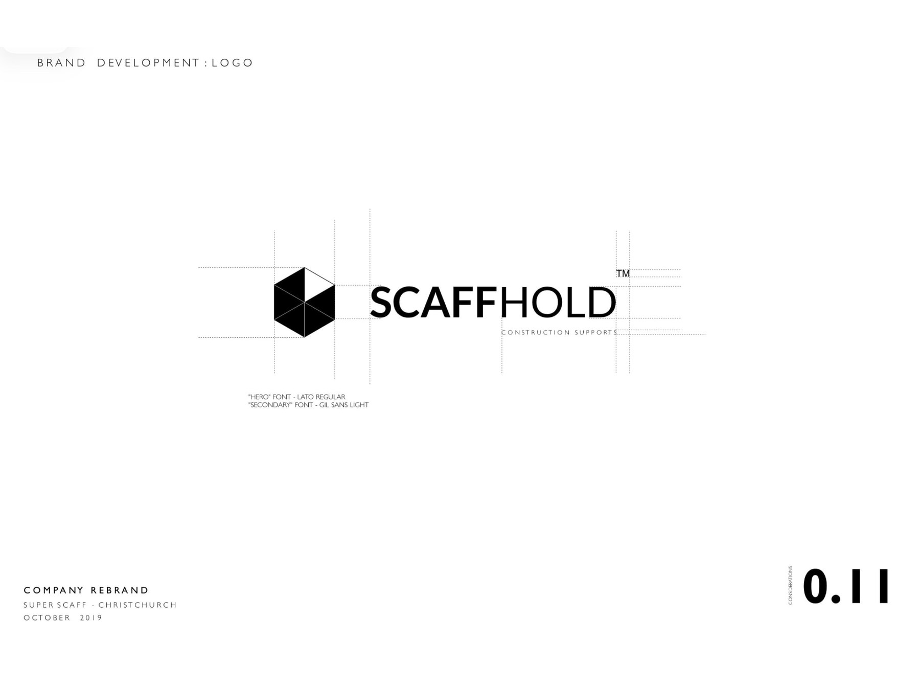 Scaffold rebrand – logo construction grid and typography