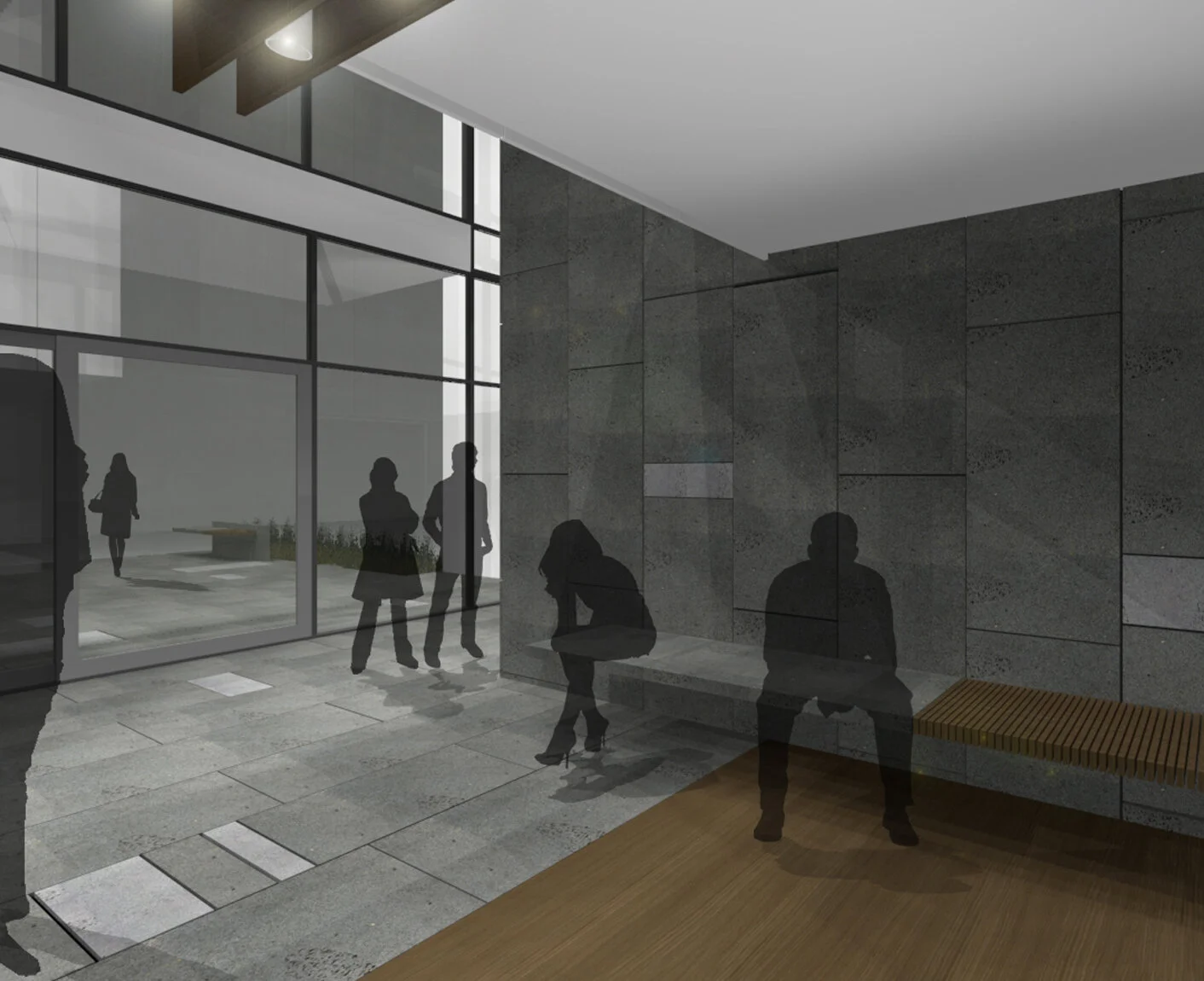Open plan workspace with meeting booths