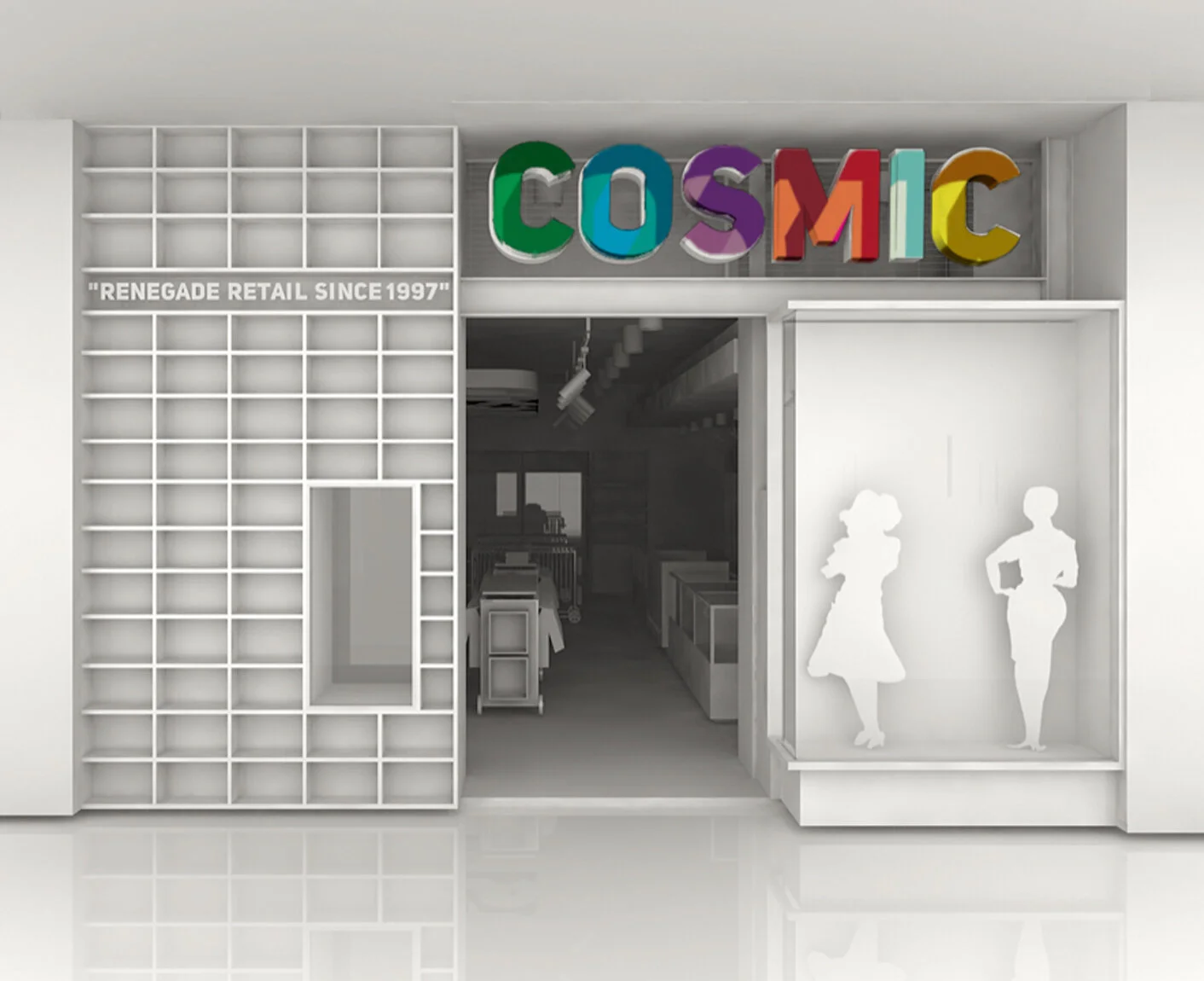 Cosmic storefront, renegade retail signage